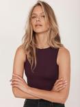 Mint Velvet Crew Neck Layering Vest Top, Burgundy Red