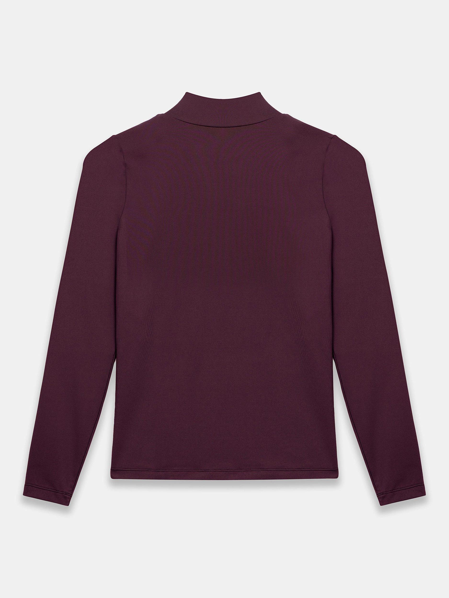 Product image 7 of 7, which shows Mint Velvet High Neck Basic Long Sleeve Top, Burgundy Red, L