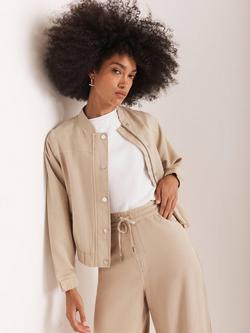 Mint Velvet Washed Bomber Jacket - view 2, Natural