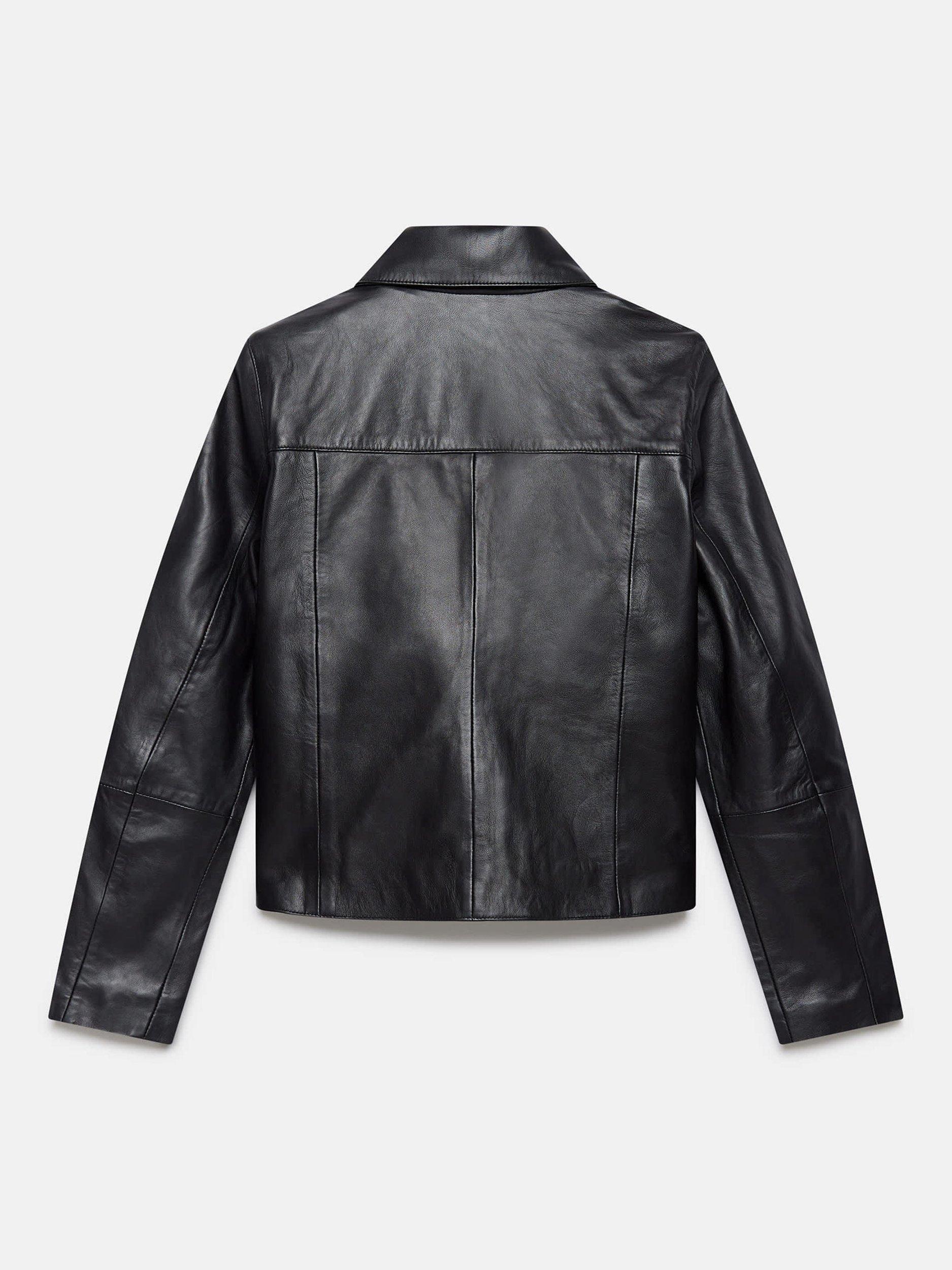 Mint Velvet Pocket Detail Leather Jacket, Black
