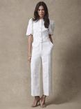 Mint Velvet Jacquard Trousers, White