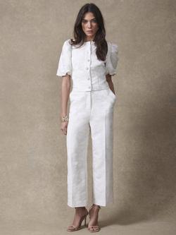 Mint Velvet Jacquard Trousers, White, White