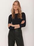 Mint Velvet Slash Neck Layering Top, Black