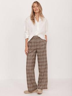 Mint Velvet Check Wide Leg Trousers, Natural/Multi, Natural/Multi