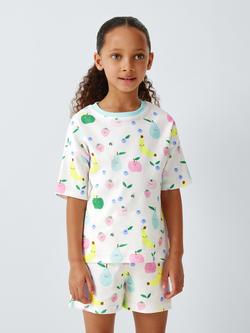 John Lewis Kids' Happy Fruits Short Pyjamas, White Multi, White Multi