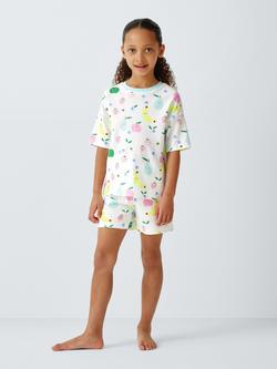 John Lewis Kids' Happy Fruits Short Pyjamas, White Multi - view 2, White Multi