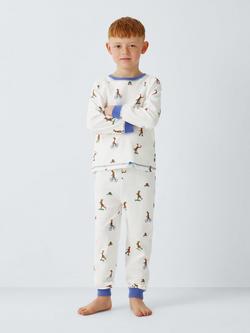 John Lewis Kids' Skating Animals & Stripe Pyjamas, Pack of 2, White Multi - view 2, White Multi