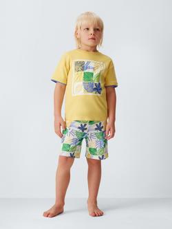 John Lewis Kid's Jungle Leaf Short Pyjamas, Yellow - view 2, Yellow