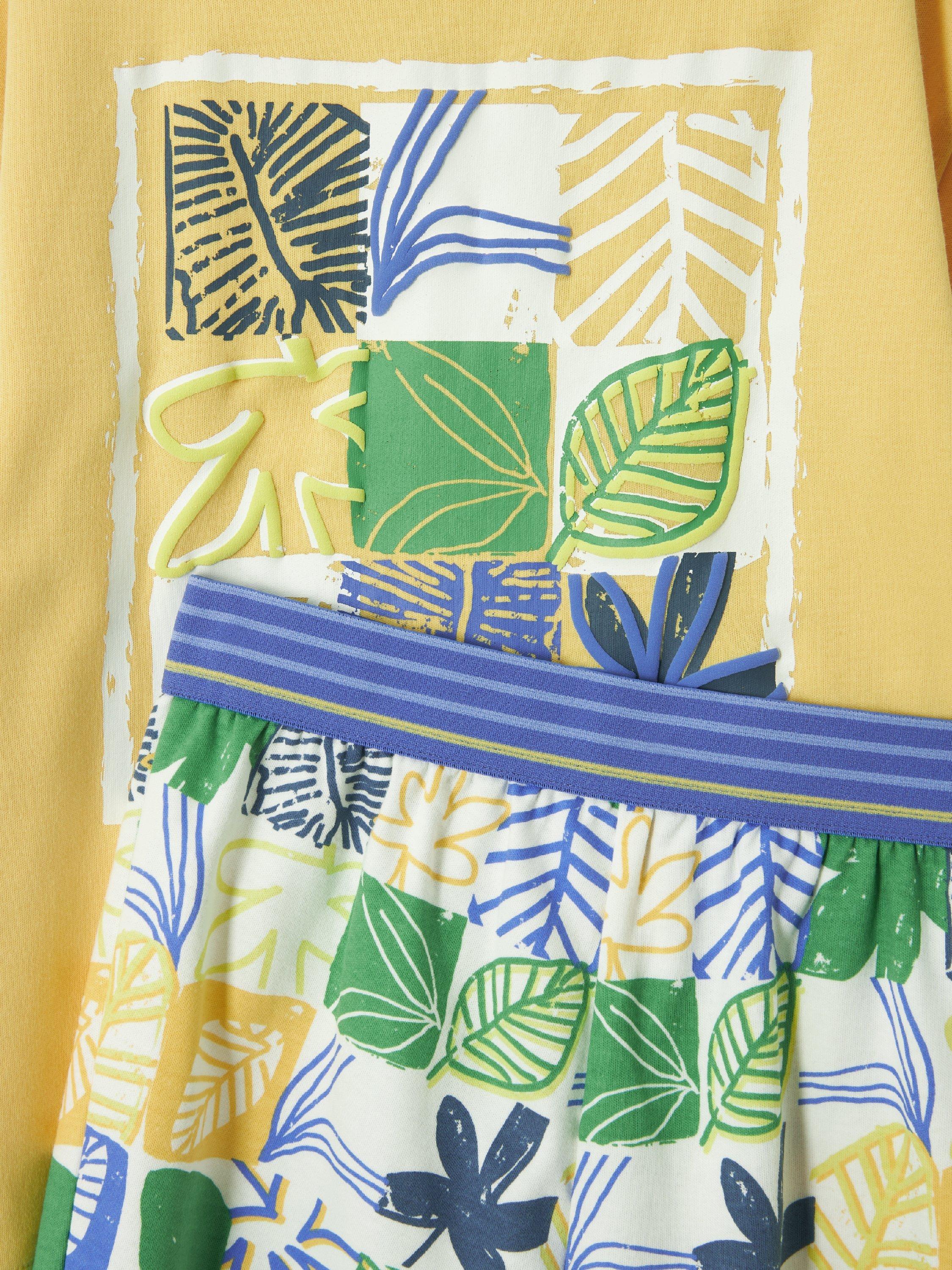 Product image 5 of 7, which shows John Lewis Kid's Jungle Leaf Short Pyjamas, Yellow, 3 years