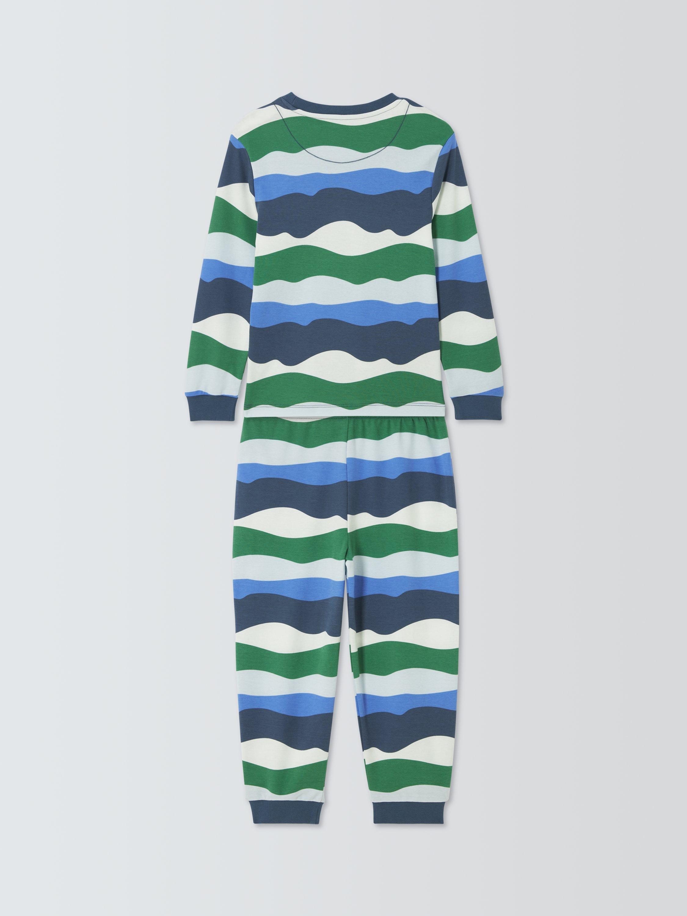 Product image 2 of 3, which shows John Lewis Kids' Wave Stripe Pyjama Set, Blue, 3 years