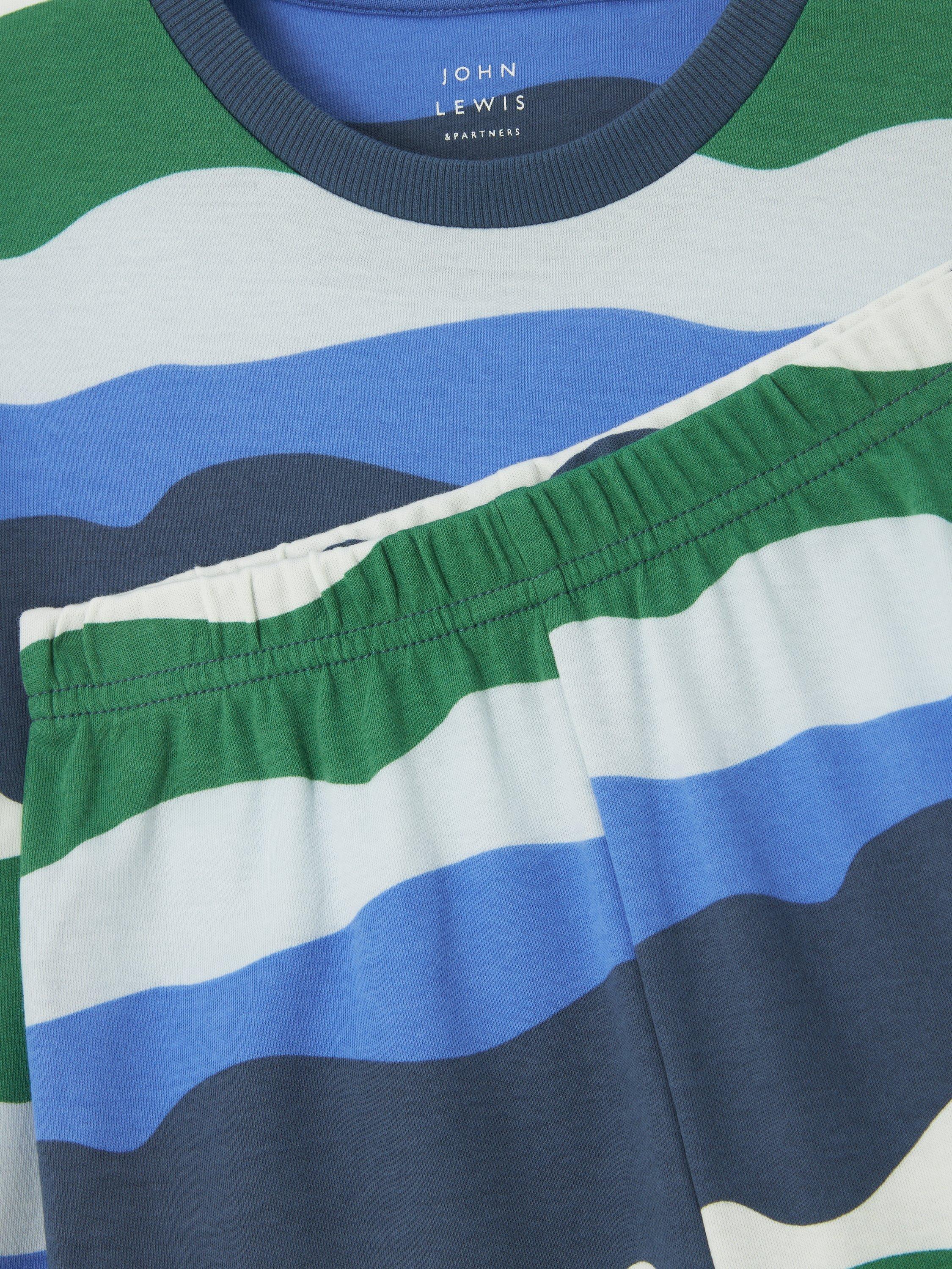 Product image 3 of 3, which shows John Lewis Kids' Wave Stripe Pyjama Set, Blue, 3 years