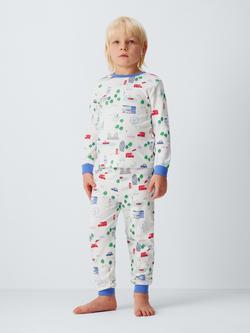 John Lewis Kids' London Pyjama Set, White Multi - view 2, White Multi