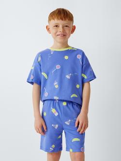 John Lewis Kids' Cotton Summer Fun Short Pyjama Set, Blue, Blue