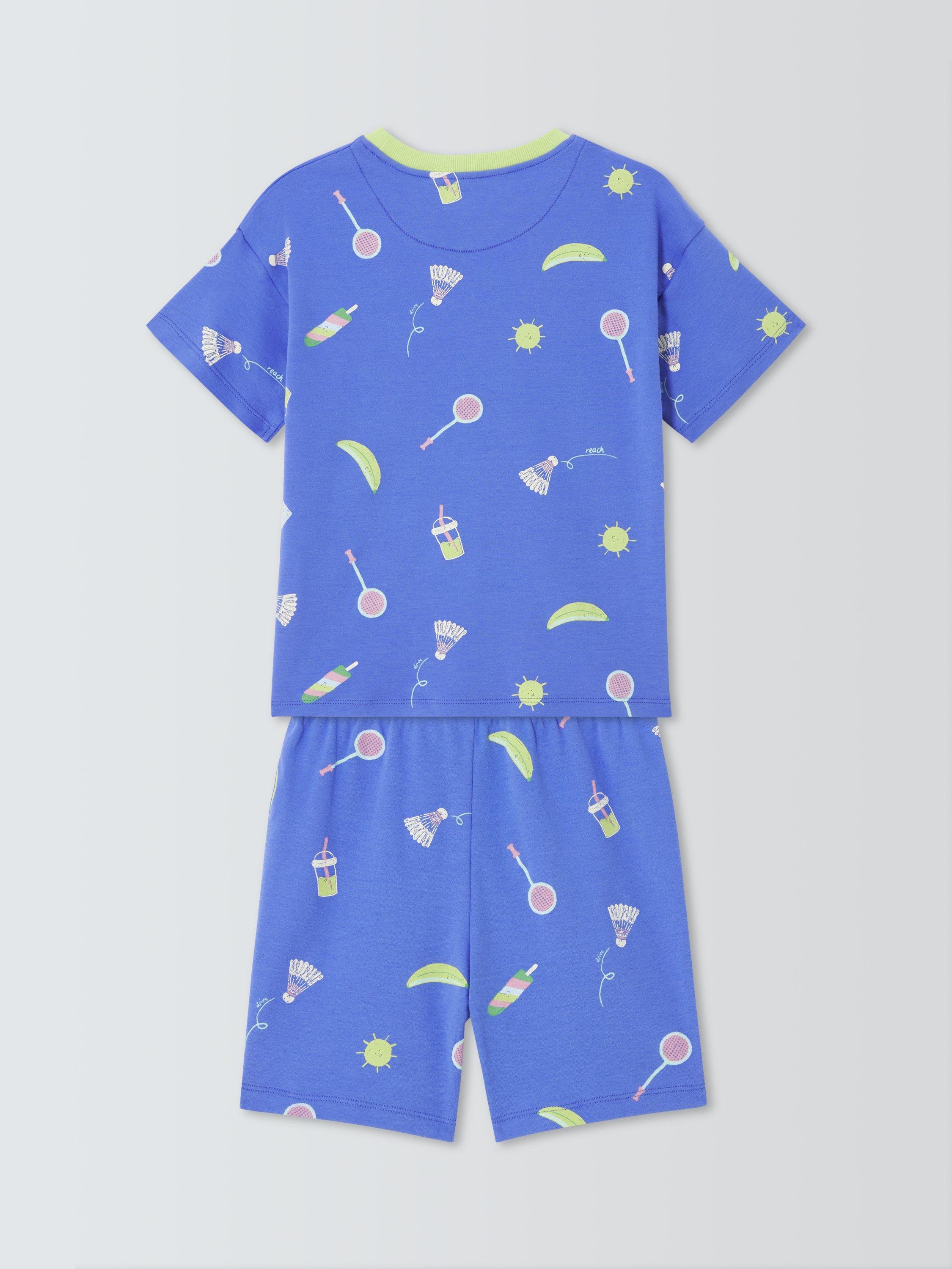 Product image 2 of 3, which shows John Lewis Kids' Cotton Summer Fun Short Pyjama Set, Blue, 3 years