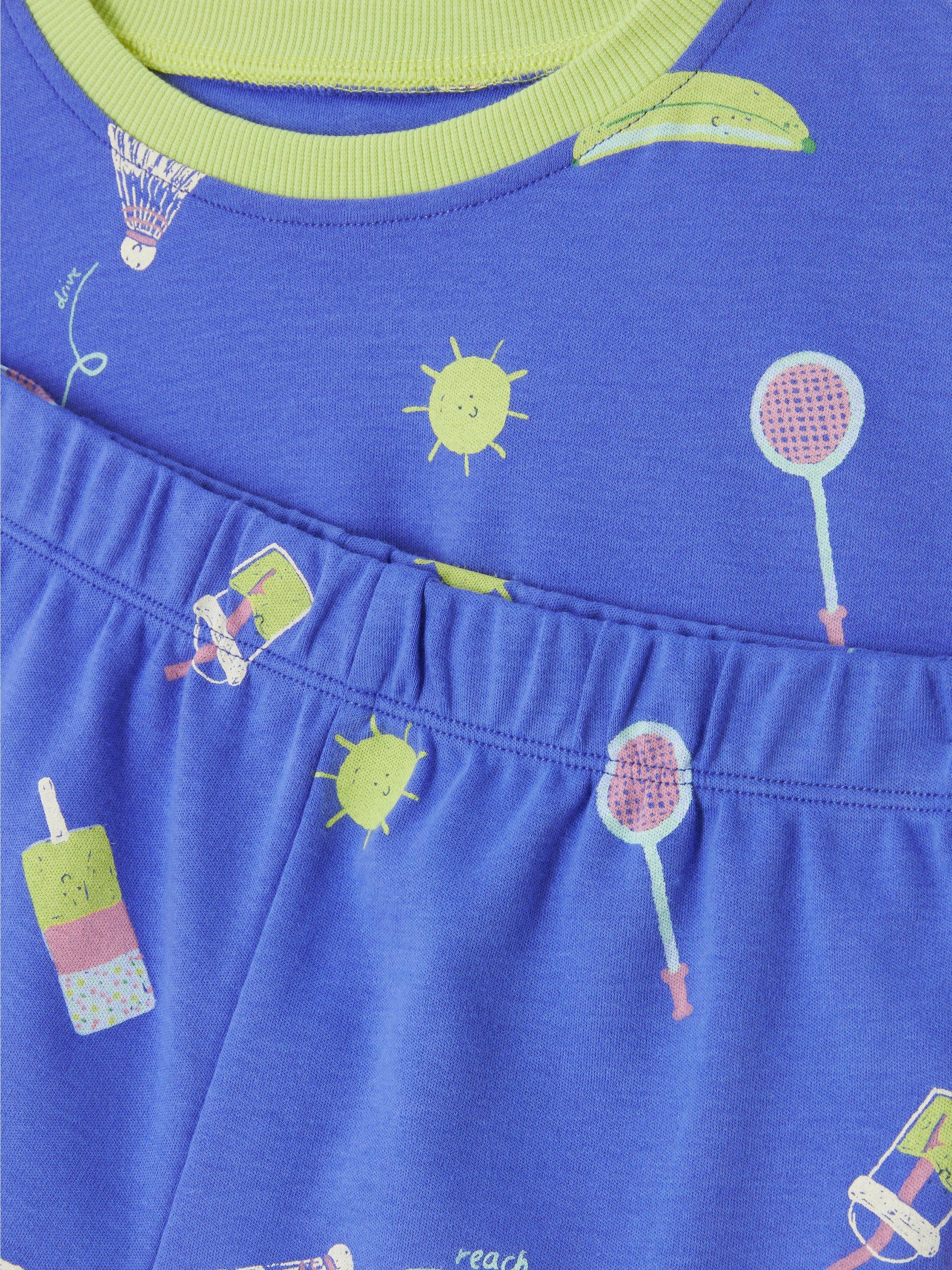 Product image 3 of 3, which shows John Lewis Kids' Cotton Summer Fun Short Pyjama Set, Blue, 3 years