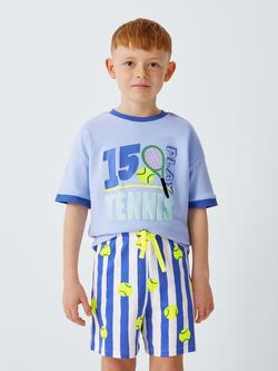 John Lewis Kids' Cotton Tennis Short Pyjama Set, Blue, Blue
