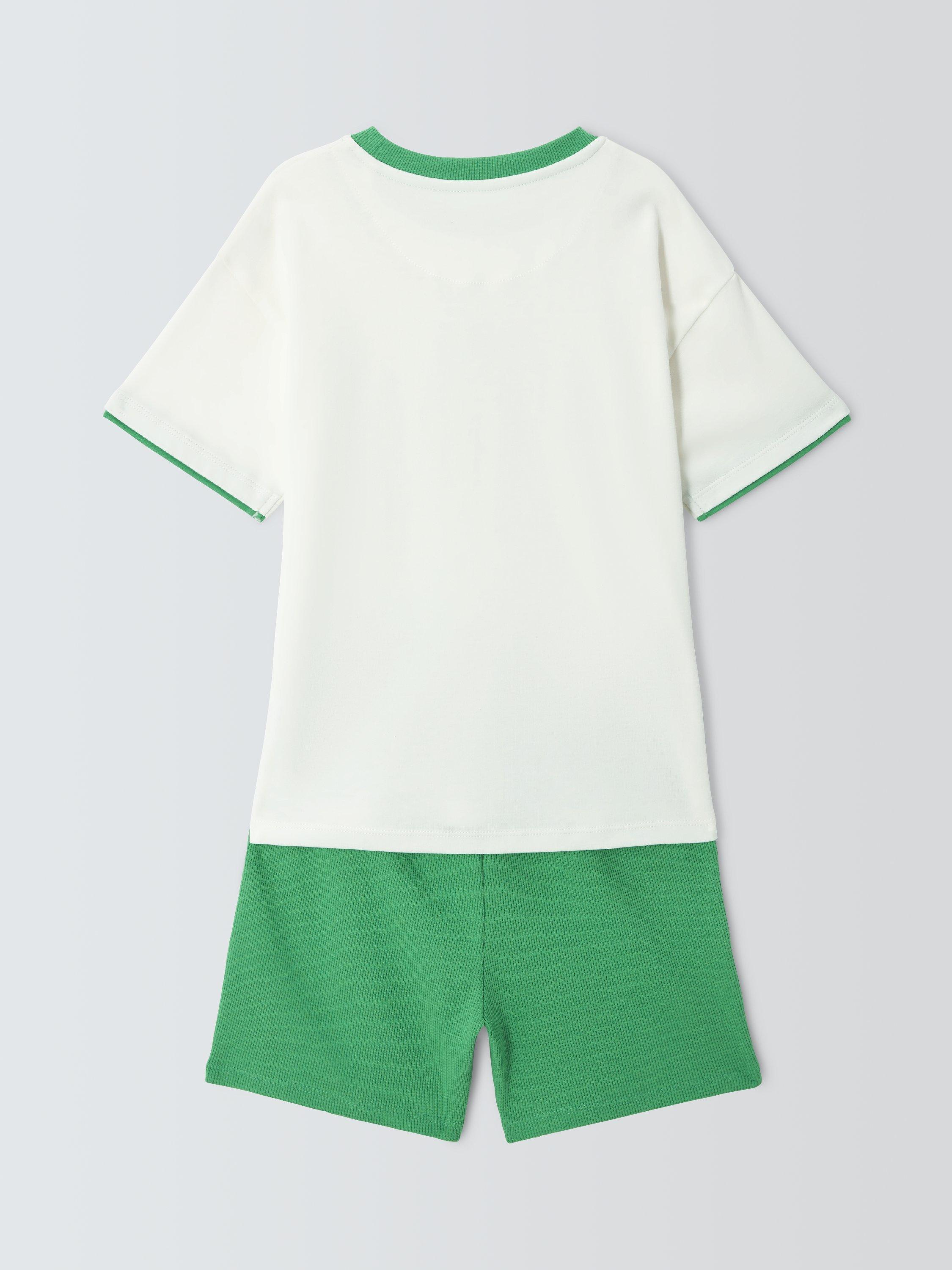 Product image 4 of 7, which shows John Lewis Kids' Turtle Cotton Short Pyjama Set, Green Blue, 3 years