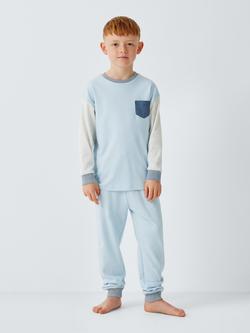 John Lewis Kids' Cotton Stripe Pyjama Set, Pack of 3, Blue - view 2, Blue