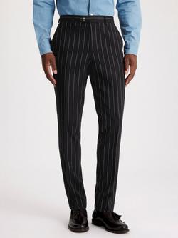 Moss Tailored Fit Wool Blend Pinstripe Suit Trousers, Blue, Navy