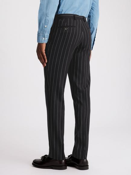 Moss Tailored Fit Stripe Suit Trousers, Navy - view 2, Navy