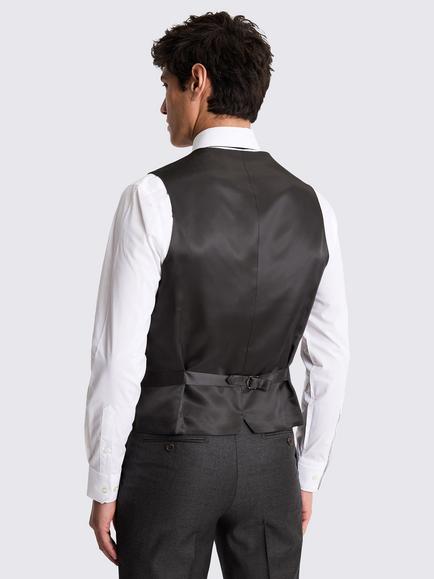 Moss Tailored Fit Italian Wool Twill Suit Waistcoat - view 2, Charcoal