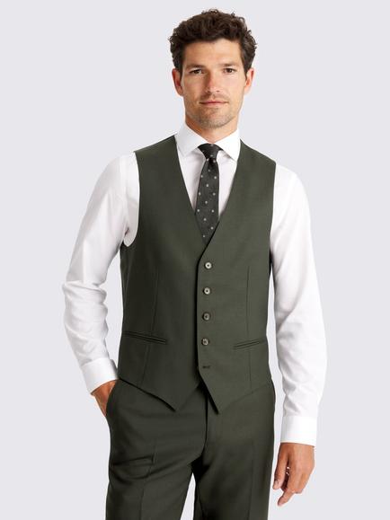 Moss Moss x Barberis Wool Tailored Waistcoat, Dark Green