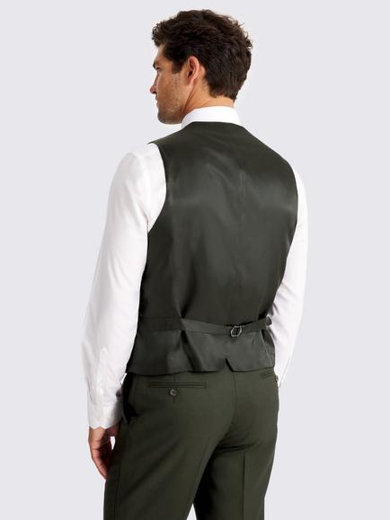 Moss Moss x Barberis Wool Tailored Waistcoat - view 2, Dark Green