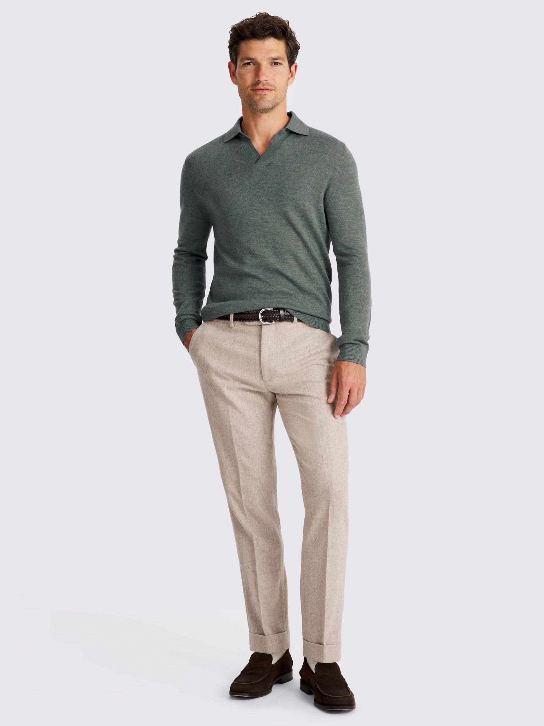 Product image 2 of 4, which shows Moss Merino Wool Skipper Collar Knit Top, Blue, S