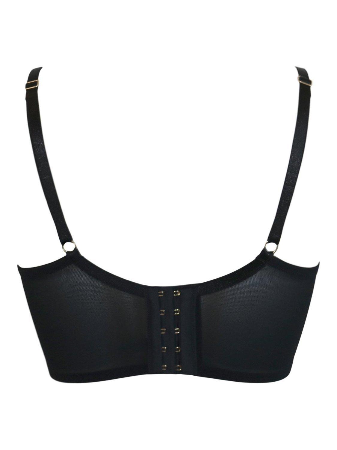 Product image 10 of 10, which shows Pour Moi After Dark Lightly Padded Longline Bra, Black/Red, 32B