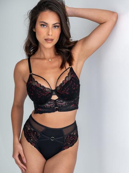 Pour Moi After Dark High Waist Knickers, Black/Red, Black/Red