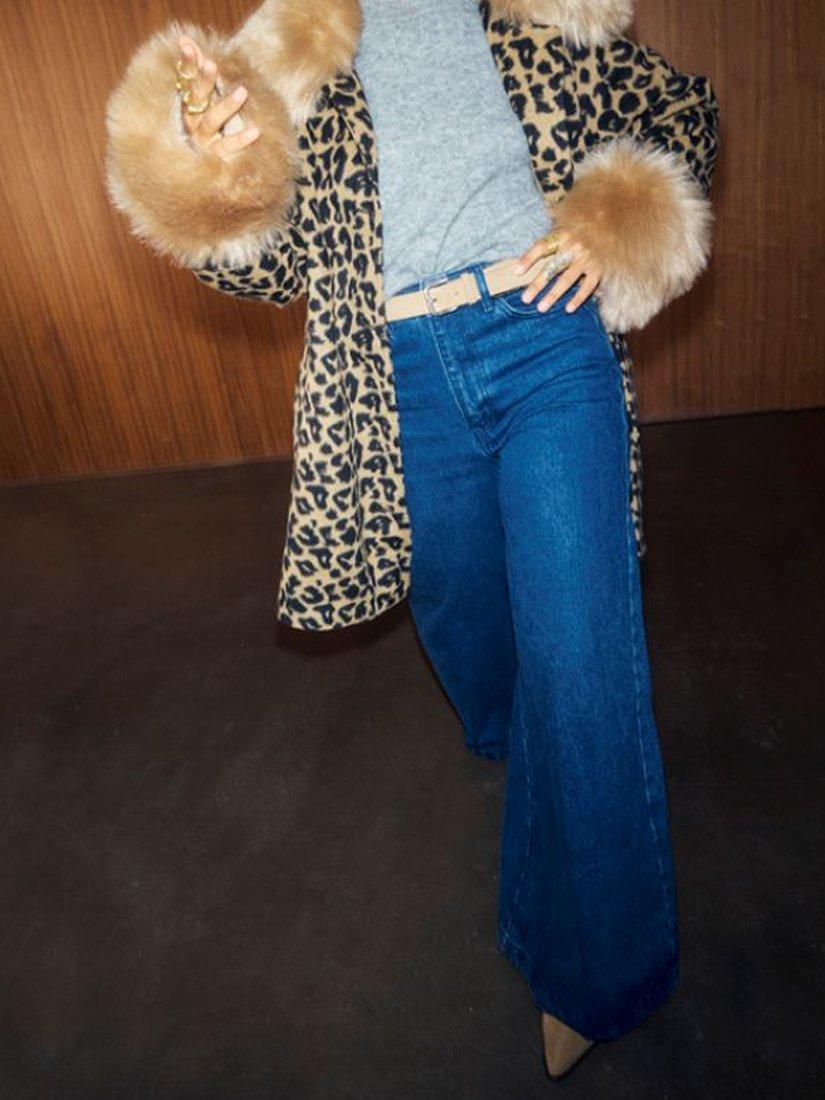 Product image 4 of 4, which shows Never Fully Dressed Mid Rise Palazzo Jeans, Indigo, 6