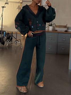 Never Fully Dressed Wide Leg Trousers, Green Bottle, Green Bottle