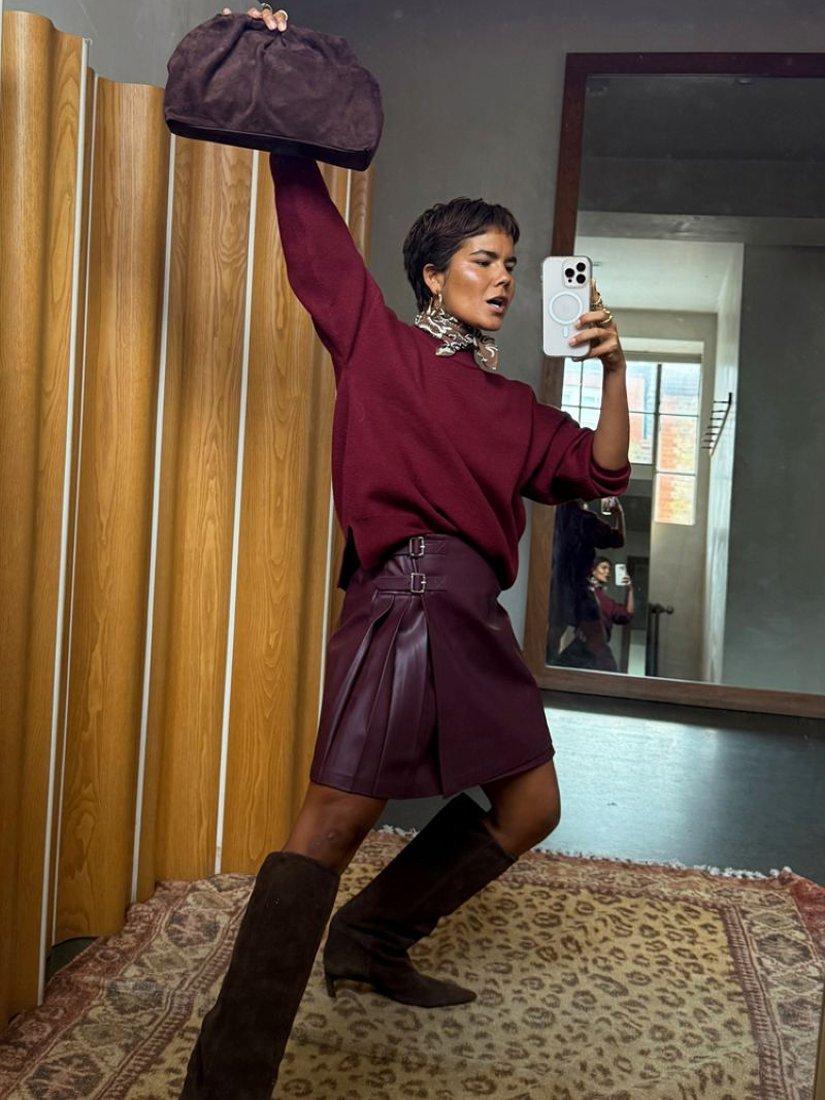 Product image 3 of 5, which shows Never Fully Dressed Mini Kilt Skirt, Wine, 6