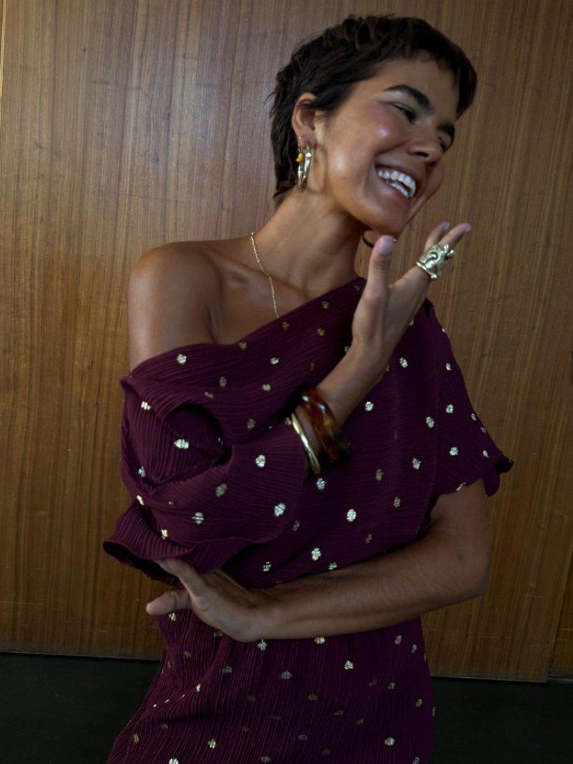 Product image 2 of 4, which shows Never Fully Dressed Tilly Plisse Midi Dress, Burgundy, XS