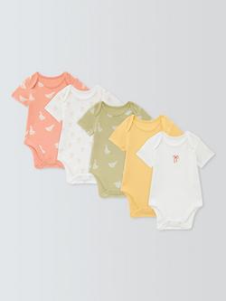 John Lewis Baby Goose Bow Short Sleeve Bodysuits, Pack of 5, Multi, Multi