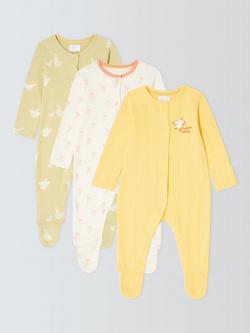 John Lewis Baby Goose Bow Sleepsuits, Pack of 3, Multi, Multi
