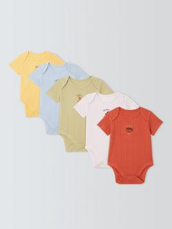 John Lewis Baby Embroidered Pointelle Short Sleeve Bodysuits, Pack of 5, Multi, Multi