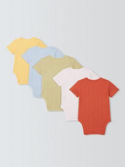 John Lewis Baby Embroidered Pointelle Short Sleeve Bodysuits, Pack of 5, Multi - view 2, Multi