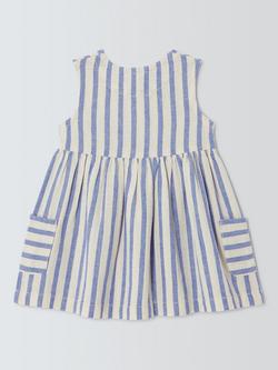 John Lewis Baby Stripe Sleeveless Dress, Blue - view 2, Blue