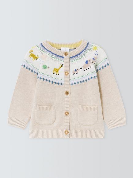 John Lewis Baby Safari Cardigan, Natural, Natural