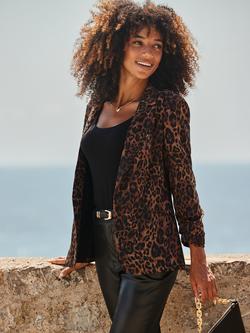 Sosandar Leopard Blazer, Brown/Multi