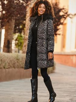 Sosandar Leopard Quilted Jacket, Brown/Multi