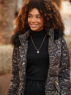 Sosandar Leopard Quilted Jacket - view 2, Brown/Multi