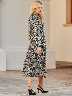 Sosandar Abstract Belted Shirt Dress, Black/Multi - view 2, Black/Multi
