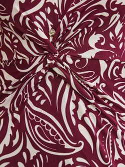Sosandar Paisley Twist Front Dress, Burgundy - view 2, Burgundy
