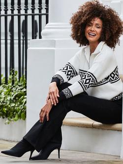 Sosandar Ivory Zip Neck Jumper - view 2, White/Multi