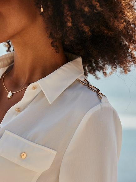 Sosandar Shoulder Detail Long Sleeve Shirt, White - view 2, White