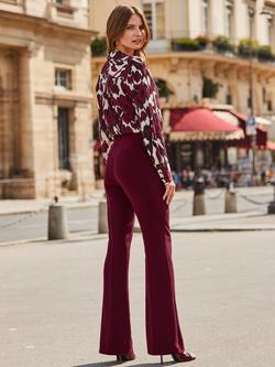Sosandar Kick Flare Tailored Trousers, Burgundy - view 2, Burgundy