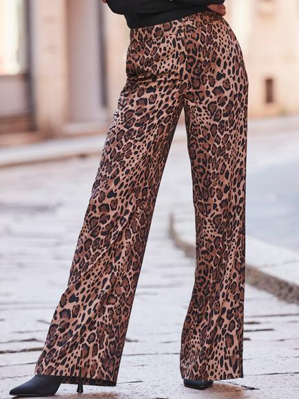 Sosandar Leopard Wide Leg Trousers - view 2, Brown/Multi