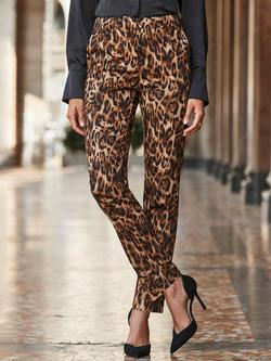 Sosandar Leopard Print Tapered Trousers - view 2, Brown/Multi